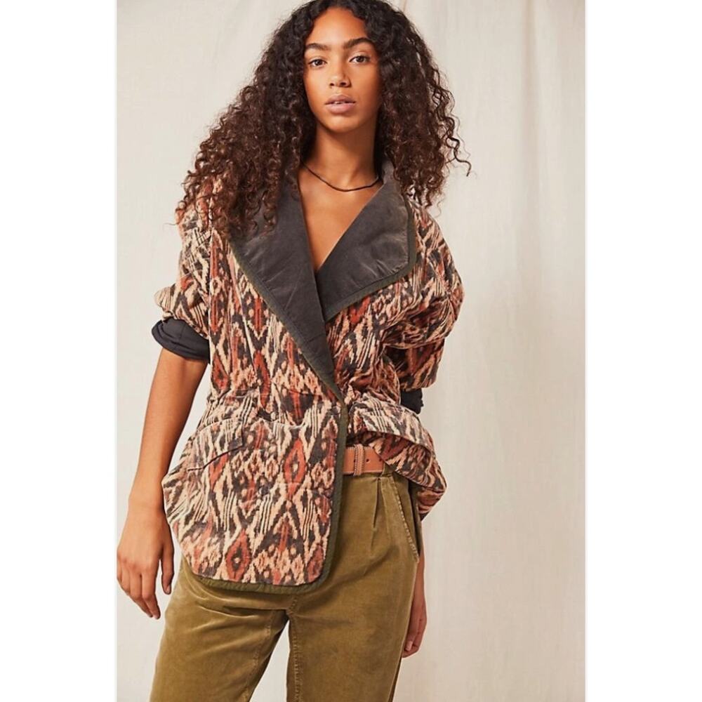 We the Free People Ada Quilted Jacket Small corduroy oversized boho retro Ikat